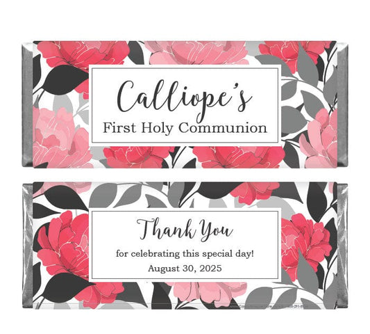 REL236 - Pretty Pink Peony Chocolate Bar Wrapper Pretty Pink Peony Chocolate Bar Wrapper Regular Size Wrapper REL236