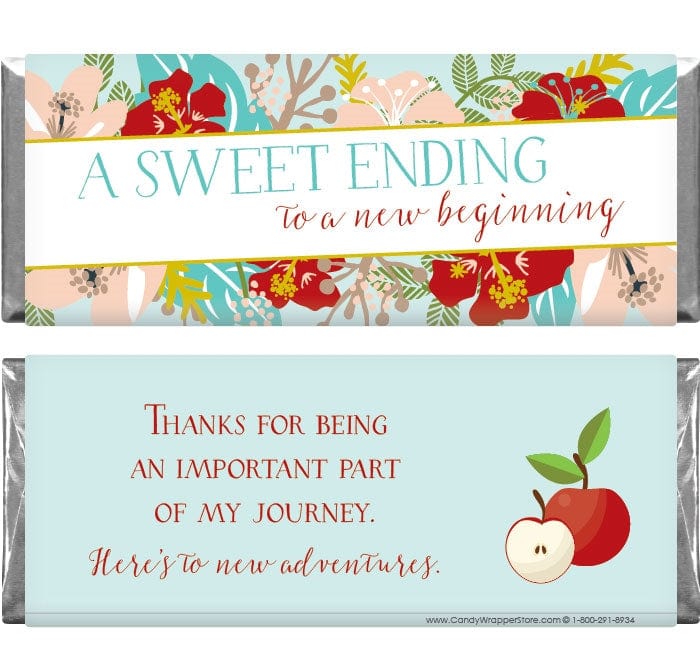RET206 - A Sweet Ending to New Beginnings Retirement Candy Bar Wrapper A Sweet Ending to New Beginnings Retirement Candy Bar Wrapper Candy Wrapper Store