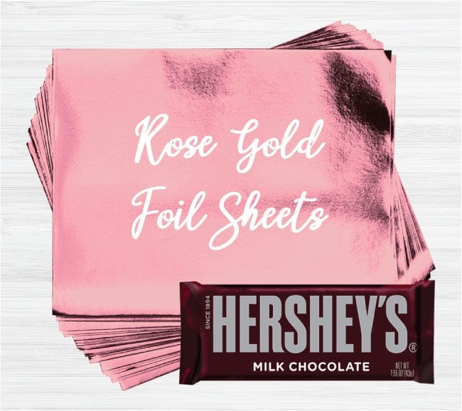 Rose Gold Foil - 40 sheets Shiny Rose Gold Foil Wrappers for Candy Bars - Candy Wrapper Store Candy & Chocolate foil40