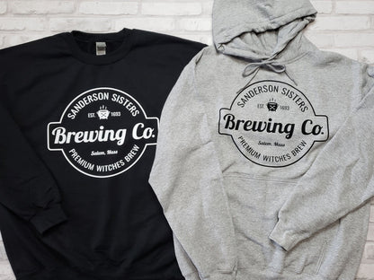 Sanderson Sisters Brewing Company on Black or Heather Grey Super Comfy Crew Neck Unisex Sweatshirt HAL233