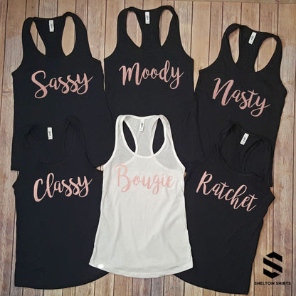 Savage Classy Bougie Rachet Bachelorette Party Racer Back Tank Tops Candy Wrapper Store