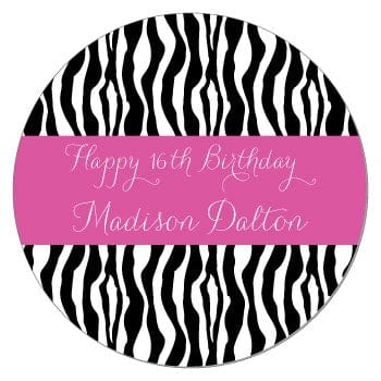 SBD335 - Zebra Print Birthday Stickers Zebra Print Birthday Stickers Party Favors BD335
