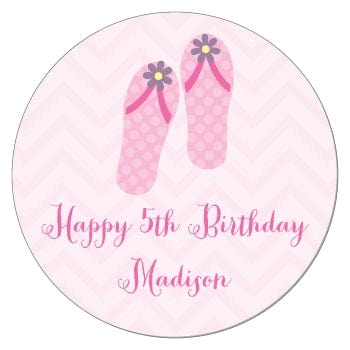 SBD4 - Polka Dot Pink Flip Flops Birthday Stickers Polka Dot Pink Flip Flops Birthday Stickers Party Favors Candy Wrapper Store