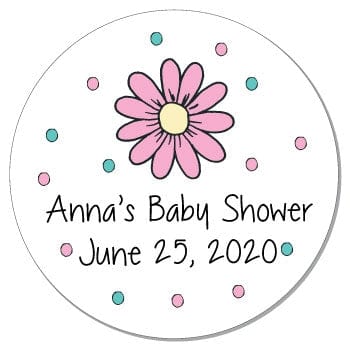 SBS10 - Pink Daisy Baby Shower Sticker Pink Daisy Baby Shower Sticker Birth Announcement Candy Wrapper Store