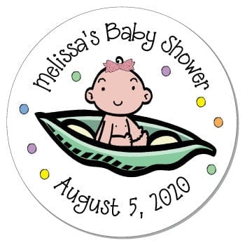 SBS11 - Pea in a Pod Girl Baby Shower Sticker Pea in a Pod Baby Shower Stickers Birth Announcement Candy Wrapper Store
