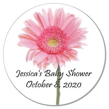 SBS14 - Gerbera Daisy Baby Shower Sticker Gerbera Daisy Baby Shower Stickers Birth Announcement Candy Wrapper Store