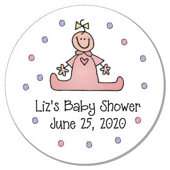 SBS16 - Pink Splits Baby Shower Girl Polka Dot Sticker Pink Baby Baby Shower Stickers Birth Announcement Candy Wrapper Store