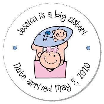 SBS21 - Big Sister with Baby Brother Sticker Big Sister with Baby Brother Sticker Birth Announcement Candy Wrapper Store