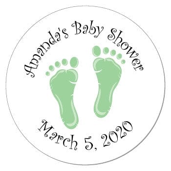 SBS211a - Baby Shower Green Baby Feet Sticker Baby Shower Green Baby Feet Sticker Birth Announcement BS211