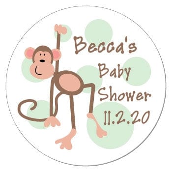 SBS249 - Monkey Baby Shower Sticker Monkey Baby Shower Sticker Birth Announcement BS249