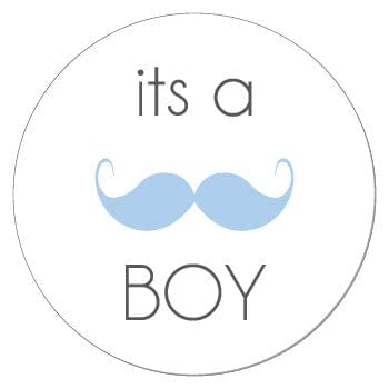 Its a Boy Blue Mustache Sticker - SBS267b Its a Boy Blue Mustache Sticker for Hershey's Kisses, Lollipops and Envelopes Birth Announcement BS267