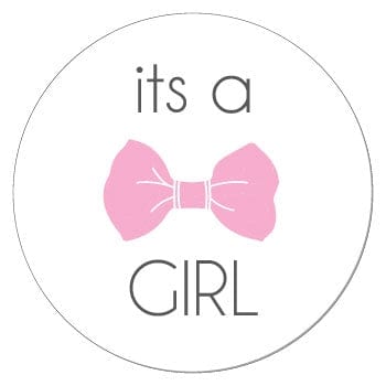 Its a Girl Pink Bow Sticker - SBS267g Its a Girl Pink Bow Sticker for Hershey's Kisses, Lollipops and Envelopes Birth Announcement BS267