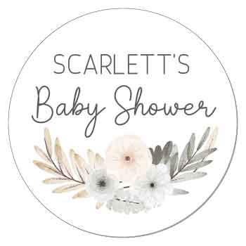 SBS278 - Rustic Floral Baby Shower Sticker Rustic Floral Baby Shower Sticker Birth Announcement BS278