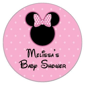 SBS341 - Minnie Mouse Baby Shower Sticker Minnie Mouse Baby Shower Stickers by Candy Wrapper Store Birth Announcement BS341