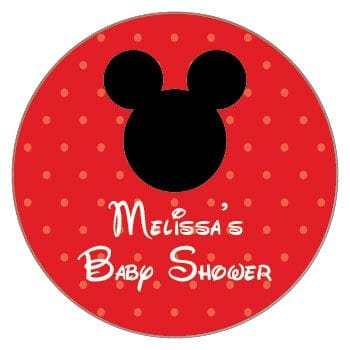 SBS341b - Mickey Mouse Head with Polka Dots Baby Shower Sticker Mickey Mouse Themed Baby Shower Stickers for Hersheys Kisses Birth Announcement BS341