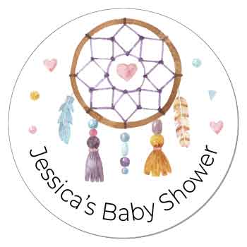 SBS440 - Dreamcatcher Baby Shower Sticker Dreamcatcher Baby Shower Sticker Birth Announcement BS440