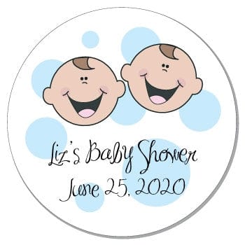 SBS6 - Twin Boys Baby Shower Stickers Twin Boys Baby Shower Stickers Birth Announcement Candy Wrapper Store