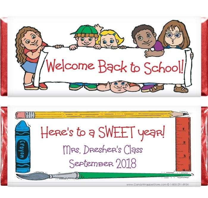 SCHOOL200 - Kids Banner Back to School Candy Bar Wrapper Kids Banner Back to School Candy Bar Wrapper Candy Wrapper Store