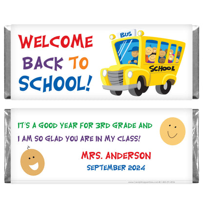 SCHOOL201 - Kids School Bus Back to School Candy Bar Wrapper 