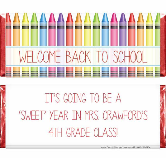 SCHOOL207 - Color Crayons Back to School Candy Bar Wrapper Color Crayons Back to School Candy Bar Wrapper Candy Wrapper Store