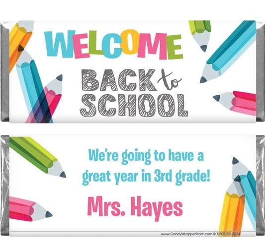 SCHOOL210 - Welcome Back to School Colorful Pencils Candy Bar Wrapper Welcome Back to School Colorful Pencils Candy Bar Wrapper school210