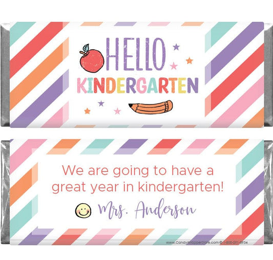 SCHOOL211 - Hello Kindergarten Back to School Candy Bar Wrapper Hello Kindergarten Back to School Candy Bar Wrapper school211