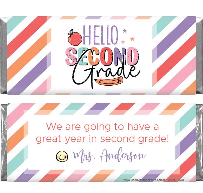 SCHOOL211 - Hello Second Grade Back to School Candy Bar Wrapper Hello Second Grade Back to School Candy Bar Wrapper school211