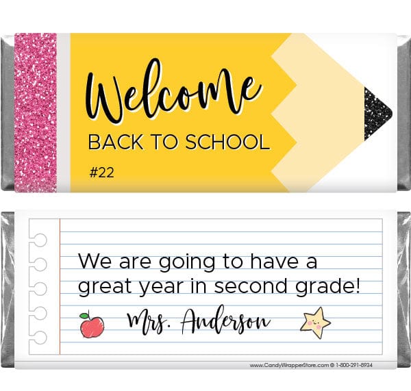 SCHOOL212 - Welcome Back to School Pencil Candy Bar Wrapper Welcome Back to School Pencil Candy Bar Wrapper school212