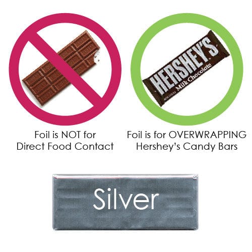 Silver Paper Backed Foil Wrappers for Overwrapping Chocolate Bars - Candy Wrapper Store Candy & Chocolate