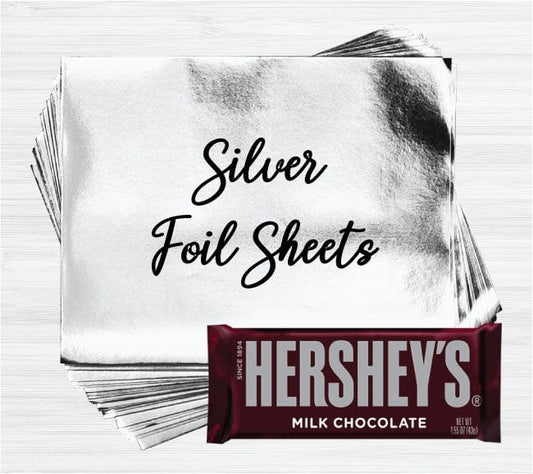 Silver Foil - 40 sheets Silver Foil Wrappers for Candy Bars - Candy Wrapper Store Candy & Chocolate foil40