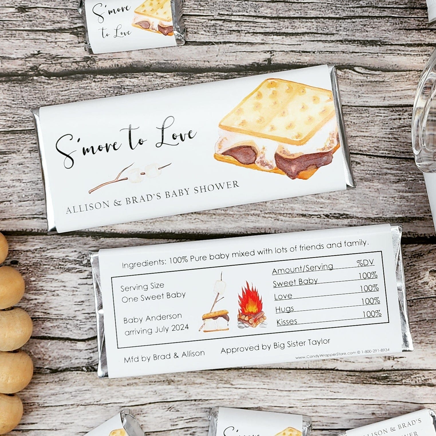 Smore to Love Baby Shower Candy Bar Wrappers - BS302 Birth Announcement BS302
