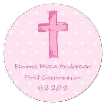 SREL217p - Pink Cross Religious Stickers Pink Cross Religious Stickers REL217