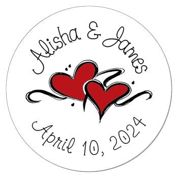 Double Hearts Wedding Stickers Double Hearts Stickers WA1