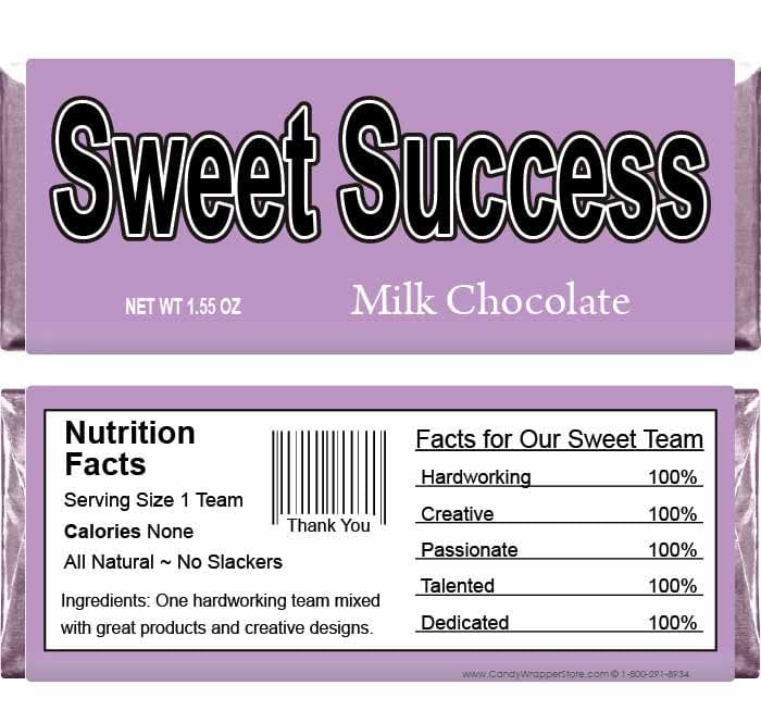 Sweet Success Business Candy Bar Business Candy Bar Wrapper 1.55 oz Candy Bars Candy Wrapper Store