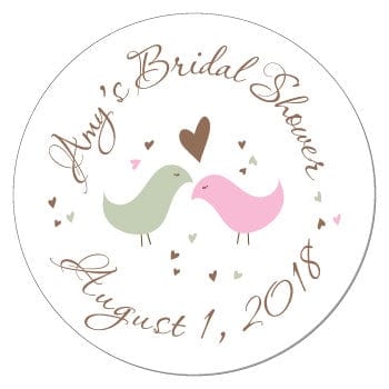 SWS316 - Love Birds Bridal Shower Stickers Love Birds Wedding or Bridal Shower Stickers WS316