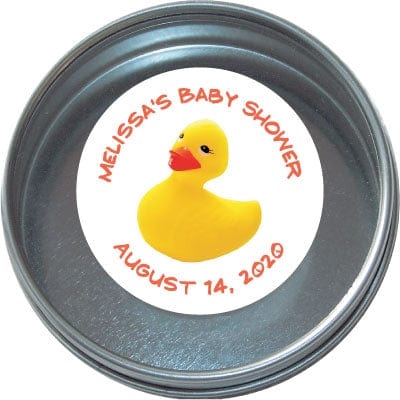 TBS13 - Baby Shower Tins - Set of 24 Rubber Duckie Baby Shower Tins
 Birth Announcement Candy Wrapper Store