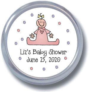 TBS16 - Baby Shower Tins - Set of 24 Baby Girl Baby Shower Tins Birth Announcement Candy Wrapper Store
