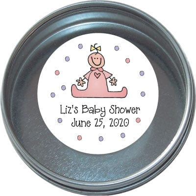 TBS16 - Baby Shower Tins - Set of 24 Baby Girl Baby Shower Tins Birth Announcement Candy Wrapper Store