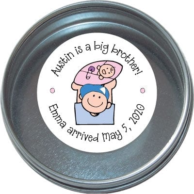 TBS17 - Tins - Set of 24 Big Brother Birth Announcement Tins Birth Announcement Candy Wrapper Store