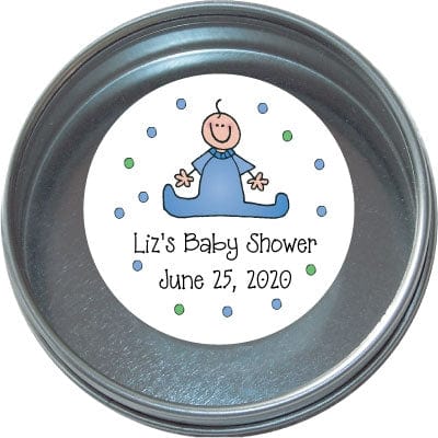 TBS19 - Baby Shower Tins - Set of 24 Baby Boy Baby Shower Tins Birth Announcement Candy Wrapper Store