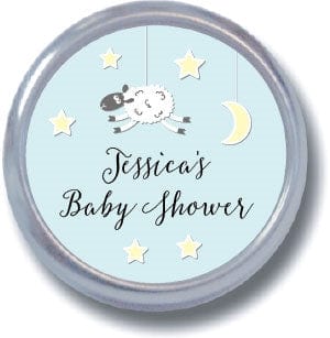 TBS200A - Sheep, Moon and Stars Baby Shower Tins - Set of 24 Sheep, Moon and Stars Baby Shower Tins - Set of 24 Birth Announcement bs200