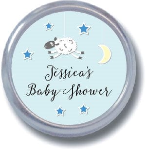 TBS200B - Sheep, Moon and Stars Baby Shower Tins - Set of 24 Sheep, Moon and Stars Baby Shower Tins - Set of 24 Birth Announcement bs200
