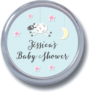 TBS200g - Moon and Stars Baby Shower Tins - Set of 24 Moon and Stars Baby Shower Tins Birth Announcement BS200