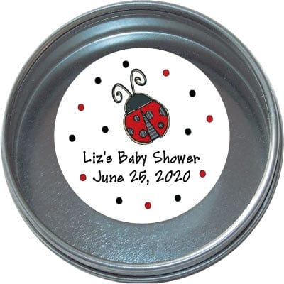TBS22 - Baby Shower Tins - Set of 24 Ladybug Baby Shower Tins Birth Announcement Candy Wrapper Store