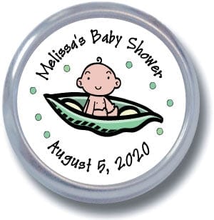 TBS226 - Pea Pod Baby Shower Tins - Set of 24 Pea Pod Baby Shower Tins Birth Announcement BS226