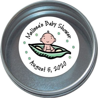 TBS226 - Pea Pod Baby Shower Tins - Set of 24 Pea Pod Baby Shower Tins Birth Announcement BS226