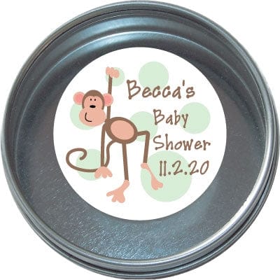 TBS249 - Monkey Baby Shower Tins - Set of 24 Monkey Baby Shower Tins Birth Announcement BS249