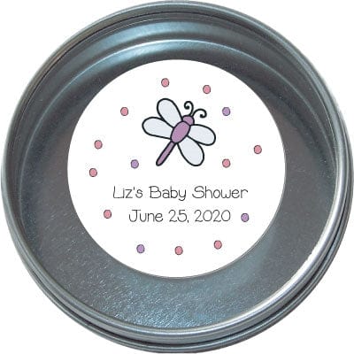 TBS4 - Baby Shower Tins - Set of 24 Dragonfly Baby Shower Tins Birth Announcement Candy Wrapper Store