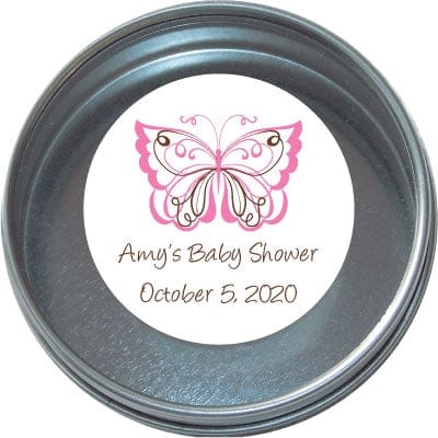 TBS5 - Butterfly Baby Shower Tins - Set of 24 Butterfly Baby Shower Tins Birth Announcement Candy Wrapper Store