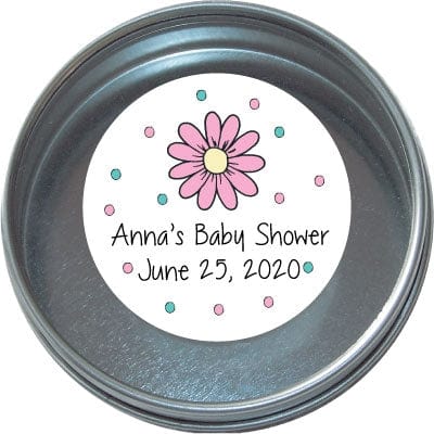 TBS6 - Baby Shower Tins - Set of 24 Daisy Baby Shower Tins Birth Announcement Candy Wrapper Store